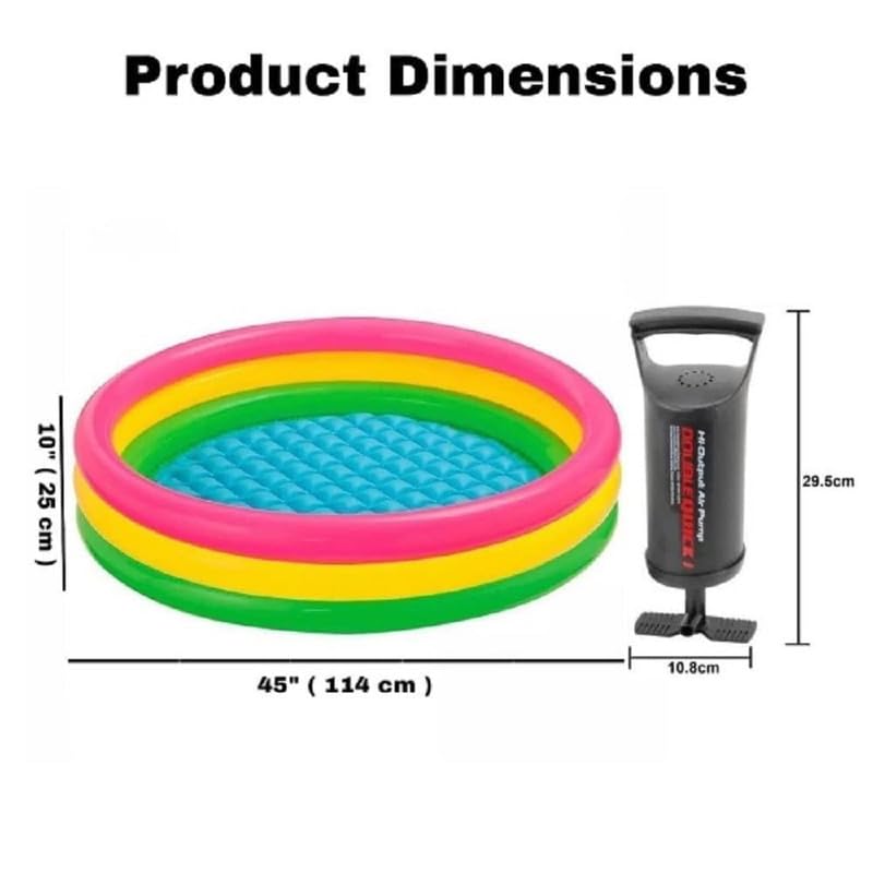 Image of New 4 Ft Round with Pump Swimming Pool Inflatable Sunset Glow Round Colourful Ring Pool Portable tub for Kids (Multi Color)