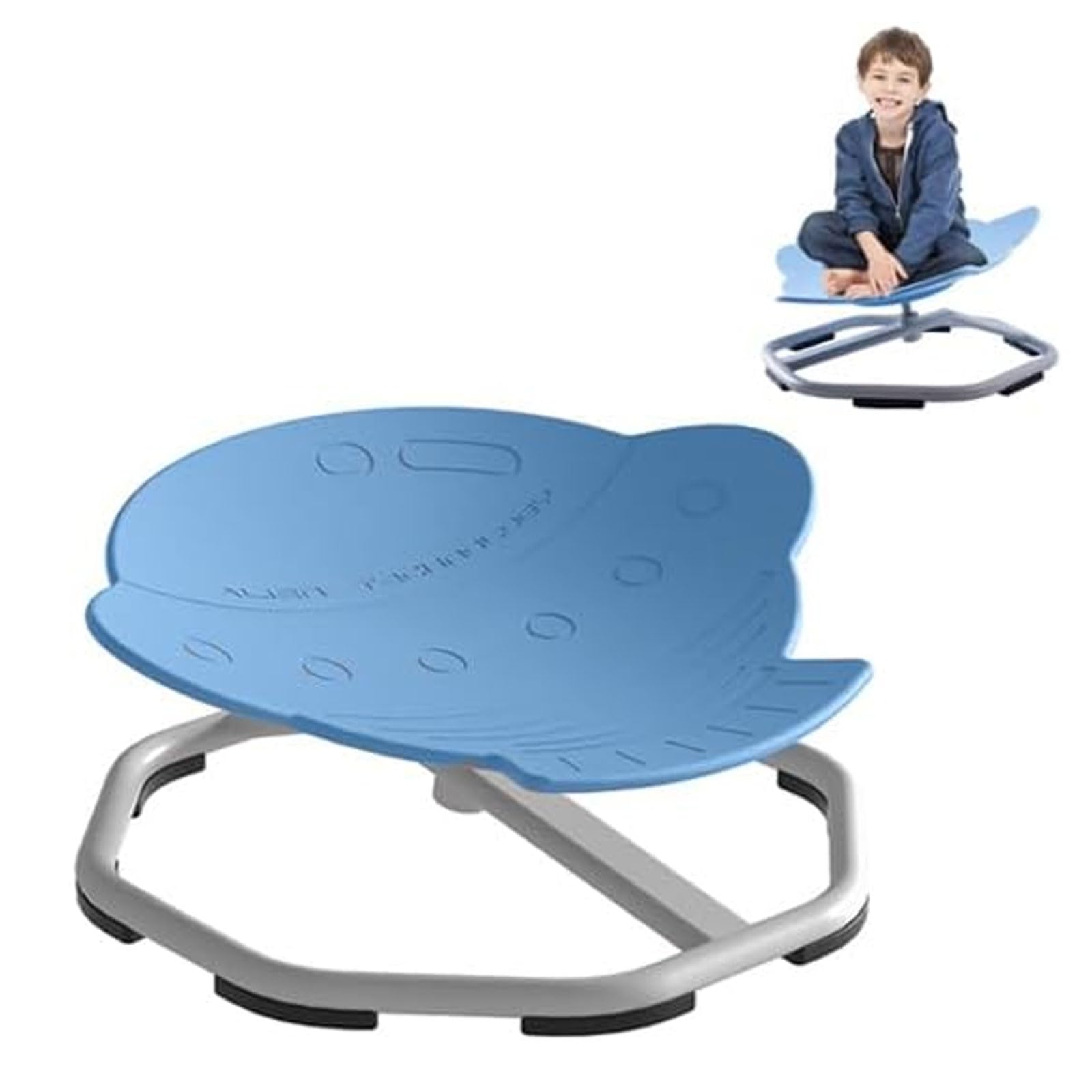 Sedia Girevole Sensoriale Per Bambini A Forma Di Petalo Viola – Rotazione 360°, Base Metallo Antiscivolo, Per Interni Dai 3 Anni - 4