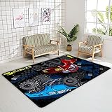 Kuizee Area Rug Blue Monster Truck Boy Rectangle Oversize Doormat Coral Fleece Living Room Parlour B
