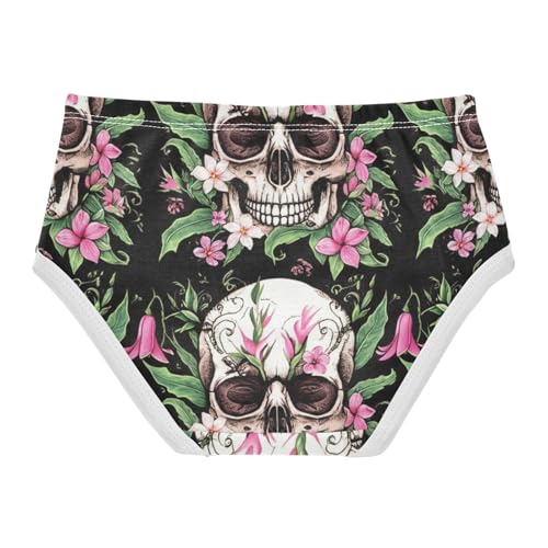 Funny Skulls Pink Flowers Black Girls Underwear Toddlers 2t Cotton Panties Little Girl Personalized Undies Kids Briefs2