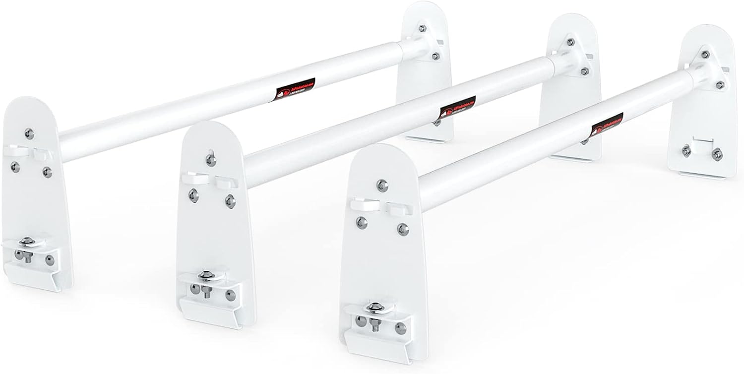 AA-Racks Model X316 Hightop 3 Bar Rain-Gutter Roof Rack Heavy-Duty Adjustable Steel High Roof Rack Matte White AA-Racks Model X316 Hightop 3 Bar Rain-Gutter Roof Rack Heavy-Duty Adjustable Steel High Roof Rack Matte White