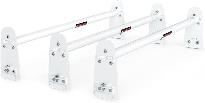 Model X316 Hightop 3 Bar Rain-Gutter Roof Rack Heavy-Duty Adjustable Steel High Roof Rack Matte White
