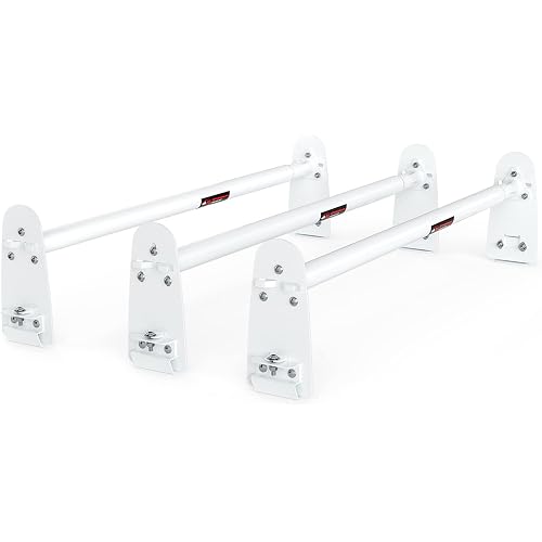 Model X316 Hightop 3 Bar Rain-Gutter Roof Rack Heavy-Duty Adjustable Steel High Roof Rack Matte White