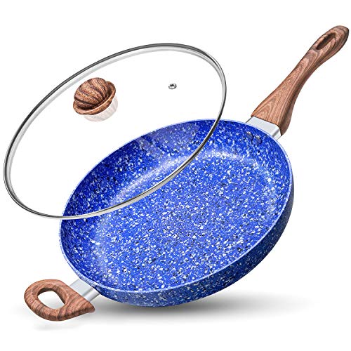 MICHELANGELO 12 Inch Frying Pan with Lid, Nonstick Frying Pans with Lid, Granite