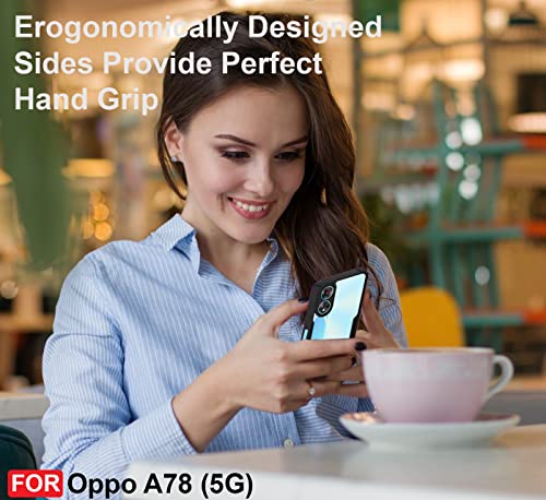 Image of CEDO Backcover for Oppo A78 (5G) | Camera Protection Shockproof Bumper-Edge | Acrylic Crystal Clear 360 Degree Protection TPU+PC | Transparent Eagle Back Case Cover (Black)