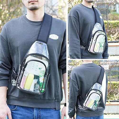 Clear Sling Bag Pvc Clear Crossbody Bag Waterproof Lightweight Transparent Shoulder Crossbody Backpack Clear Casual Chest Daypack for Outdoor Travel Hiking Stadium2