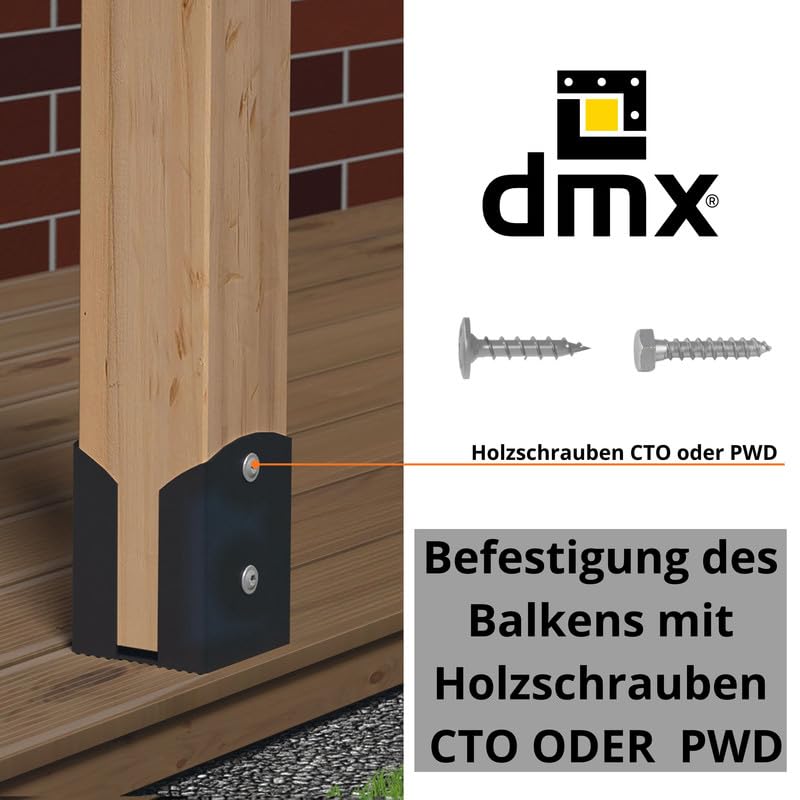 U Pfostenträger aufschrauben 4er Set - Aufschraubhülse - Anker - Pfostenanker 90x90 - Pfostenhalter - Pfostenschuhe - Stützenfuß - Zaunpfosten - Stützenschuh - Holzbalken - Betonanker