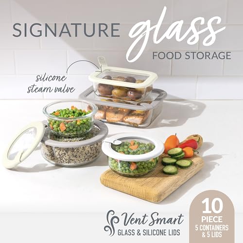 Image of Bentgo Signature Glass Food Storage Containers with Lids, 10 Piece Set