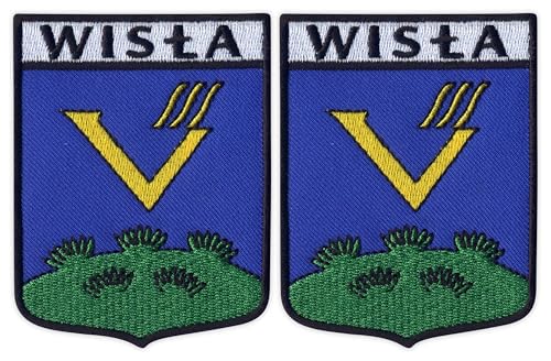 Set of Two – Patchion City of Wisła Crest – Sewable – Embroidery Patch Badge Emblem