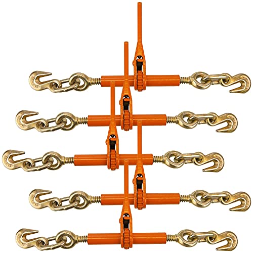 Image of VULCAN Load Binder with 2 Grab Hooks - Ratchet Style - 5 Pack - 2,600 Pound Safe Working Load