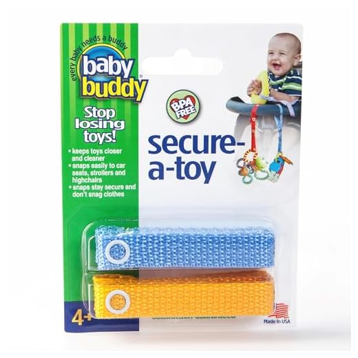 Baby Buddy 2 Piece Secure-A-Toy Safety Strap, Blue/Gold