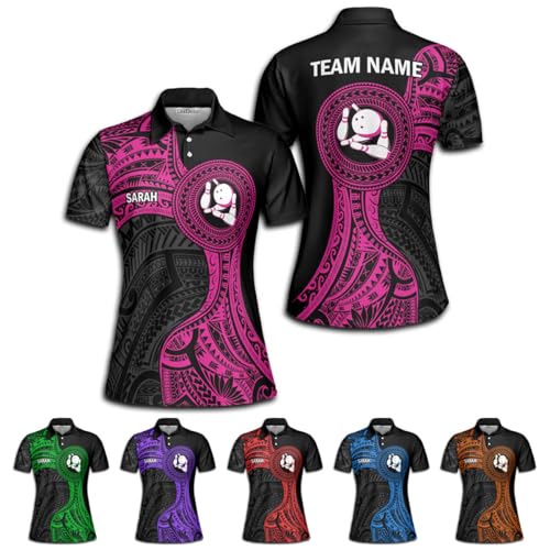 DnDeez Custom Bowling Shirts for Women, Personalized Women's Bowling Shirts Jerseys Polo Tribal 2