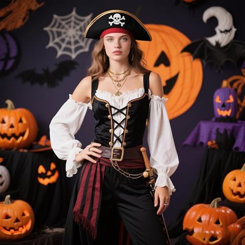Pirate Necklace Chunky Gold Necklace for Women vintage Pirate Coin Pendant Necklace Fashion Chunky Chain Choker Necklaces Pirate Costume Women Men Jewellery2