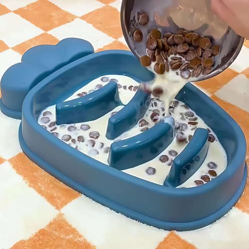 Image of Durable Slow Feeder Bowl for Dogs| Anti-Choke Non-Slip Pet Feeding Base and Easy to Clean| Dish Promotes Healthy Eating| Reduces Bloating and Digestive Issues| Interactive Maze Design (Blue)