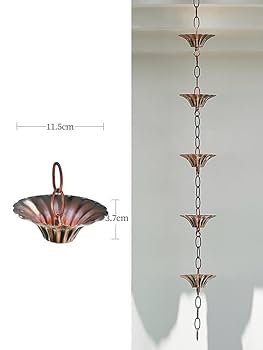 レインチェーン 傘の桶 13個 銅色 250cm 雨どい部品 雨樋 簡単取り付け Amazon.co.jp: 夢の行 レインチェーン 傘の桶 13個 銅色 250cm