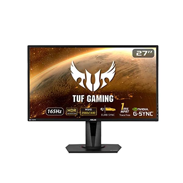 ASUS TUF VG27AQ - Monitor gaming de 27" WQHD (2560x1440, IPS, 165Hz *, ELMB Sync, Compatible con G-SYNC, Adaptive-sync, 1 ms, HDR10) Negro