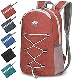 Esup 15L Lightweight Hiking Backpack Foldable Small Travel Backpack Packable Camping Backpack for Women Men (Dark Orange)
