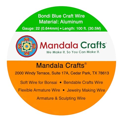 Image of Mandala Crafts 22 Gauge Bondi Blue Anodized Aluminum Craft Wire, 100 FT | Colored, Flexible, Bendable, for Bonsai, Armature, Sculpting, Wire Wrapping, Jewelry Making, Weather & Tarnish Resistant