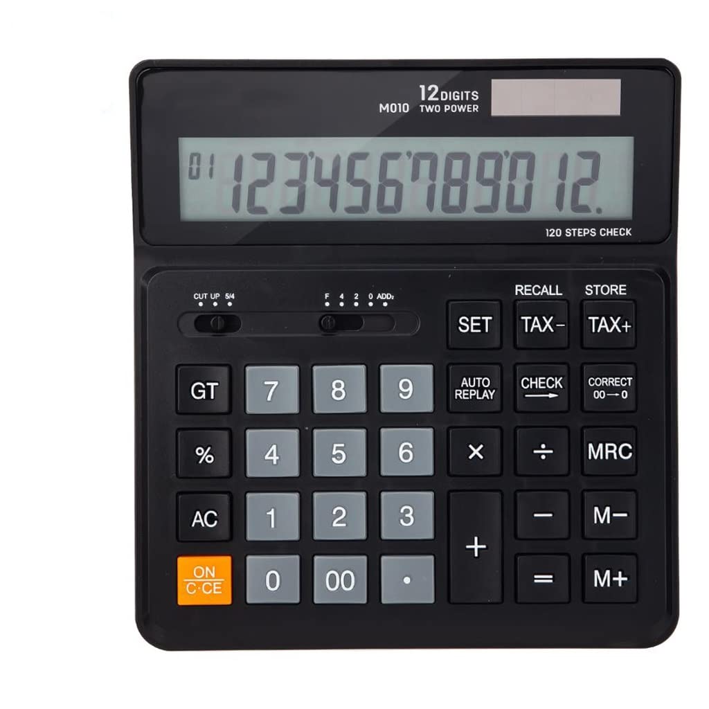 Calculadora Verifique Correcto 120 Pasos Negro de 12 dígitos Power Business Office Finance Desktop Calculator