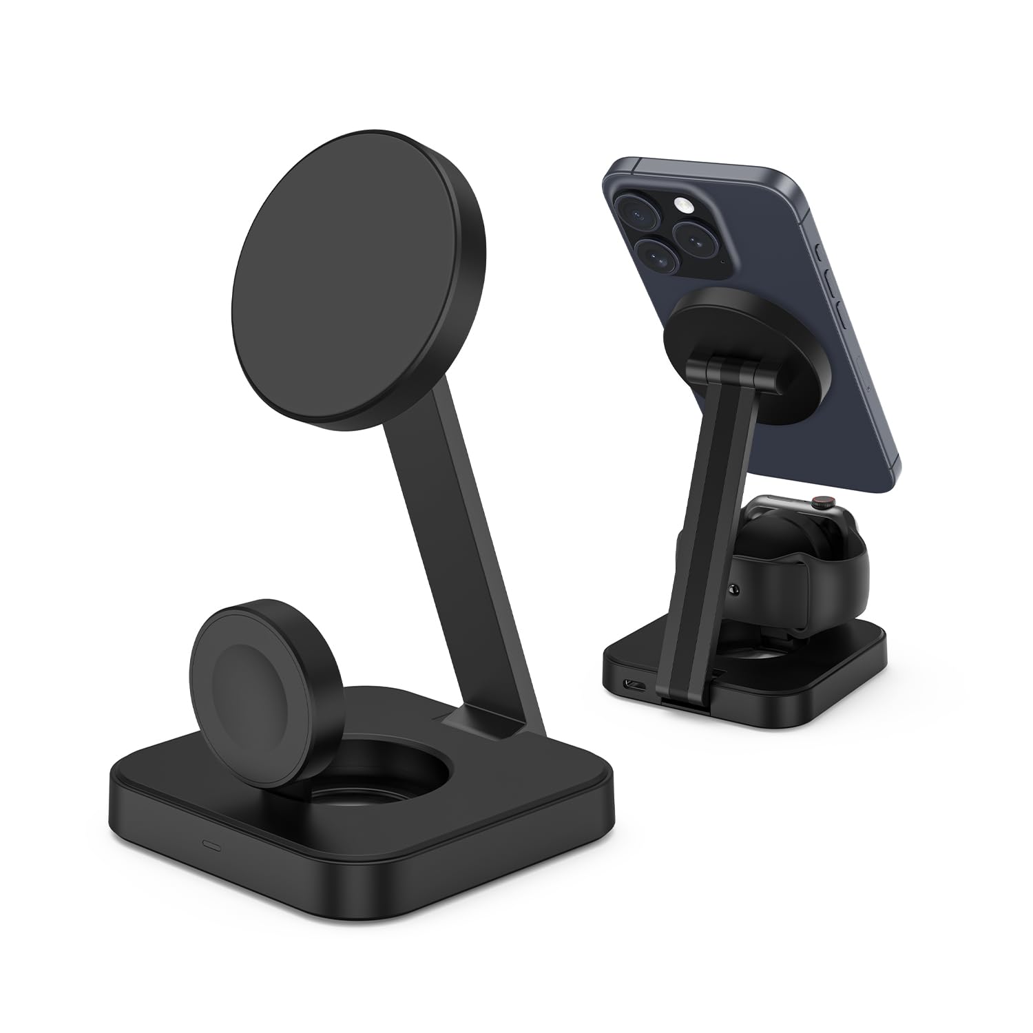 Magnetic Charging Station for Apple Watch 11/10/9/8,Foldable Wireless Charger for iPhone 17 16 15 14 13 Pro Max,3 in 1 Adjustable Angle Phone Holder