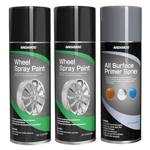 NADAMOO Gray Primer Spray & Silver Wheel Spray Paint 2 Cans