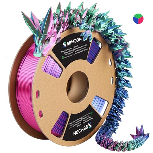 Image of 2026 New SEMDON PLA Filament 1.75mm 3D Printer Filament Dimensional Accuracy + /-0.02mm, Metal 3D Silk PLA Filament for Most FDM,1KG(2.2lbs) Spool,Green /Red /Blue