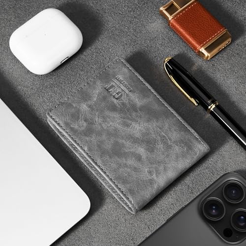 Image of Gostwo Mens Slim Bifold Wallet, RFID Blocking with ID Window & Card Slots | Faux Leather, Slim Front Pocket Fit, Multi Card Slots, RFID Privacy Protection, Gift for Men, Boy, Teen