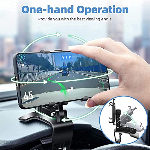 Image of SEVAM Dashboard Phone Mount, Multifunctional Mobile Holder for Car, 360-Degree Rotating Rearview Mirror Holder, Adjustable Spring Clip, Suitable for 4-6.5 Inch Smartphones