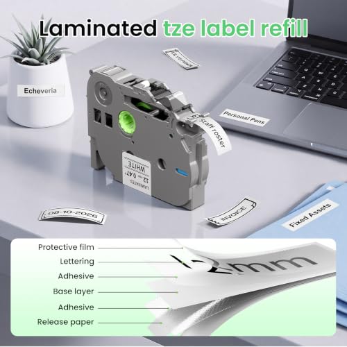 Image of Label KINGDOM TZ 12mm 0.47 inch Laminated White Label Maker Tape Refill TZe231