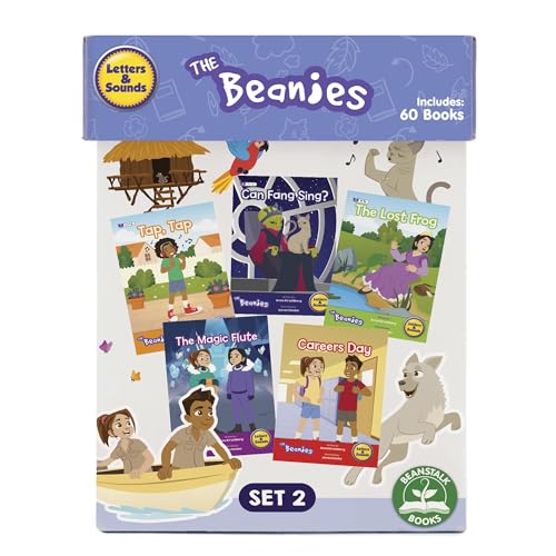Beanstalk Books The Beanies Hi-Lo Diversity Decodable – Toy – Boxed Set 2-60 Book Set, All-in-1, Includes Phases 2-6, Reading Week-By-Week, Kids Ages 5+