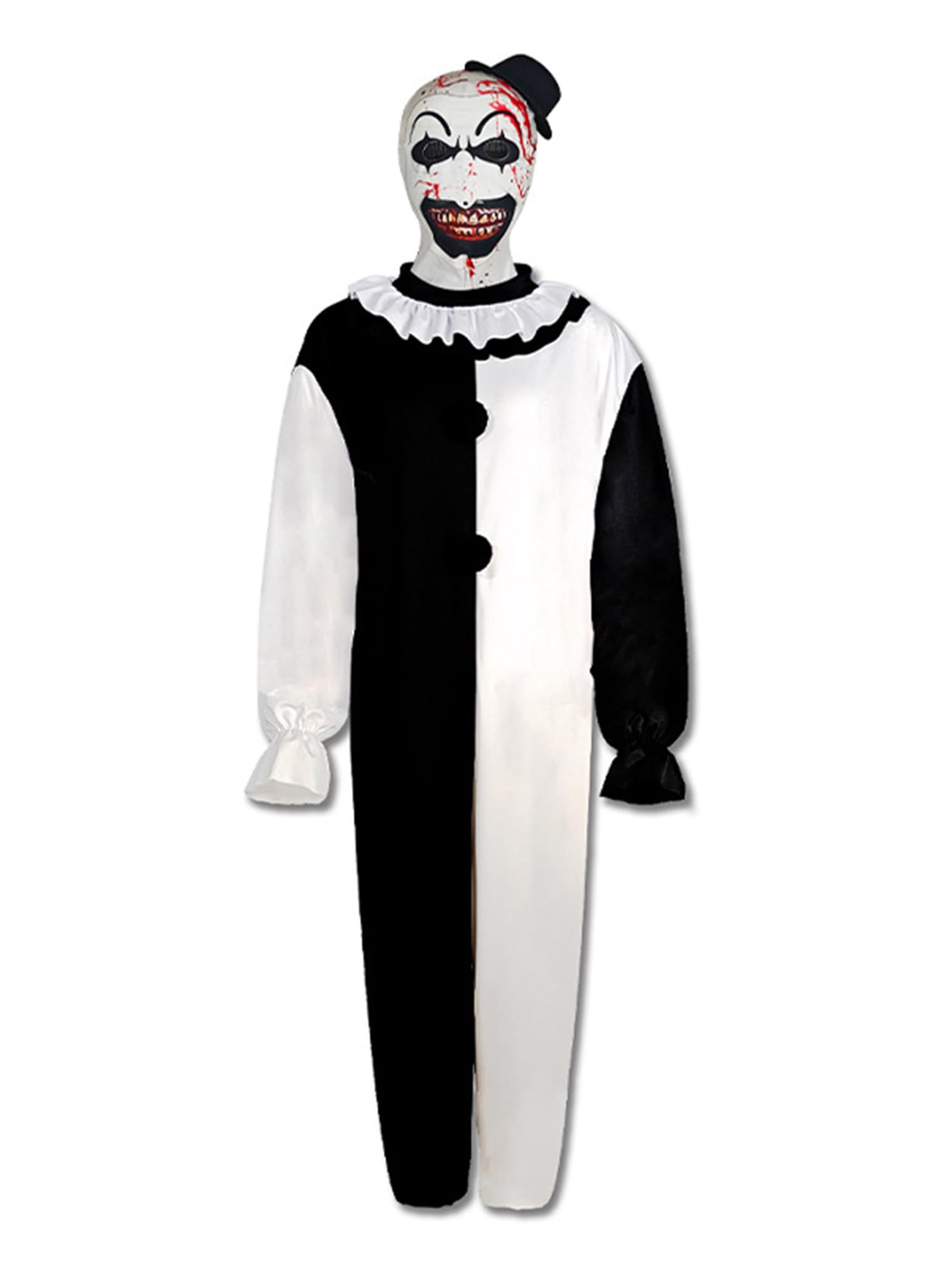 TOPOQ Terrifier Art The Clown Costume & Scary Killer Clown Joker Mask For Kid Adults Halloween Terrifier Costume Clowns Jumpsuit Outfits Onesie Cosplay Party Fancy Dress