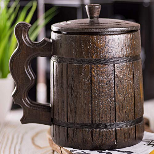 Beer Mug with Lid, Beer Stein, Fantasy Monster Hunter Inspired, Pirate Medieval Plain Wooden Beer Tankard, DnD Gamer Gift, Gift for Him, MHW Geek Gift