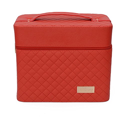 Store2508 Professional Beauty Make Up Case Nail Cosmetic Box Vanity Case (28 * 23 * 19 Cm) (Red)