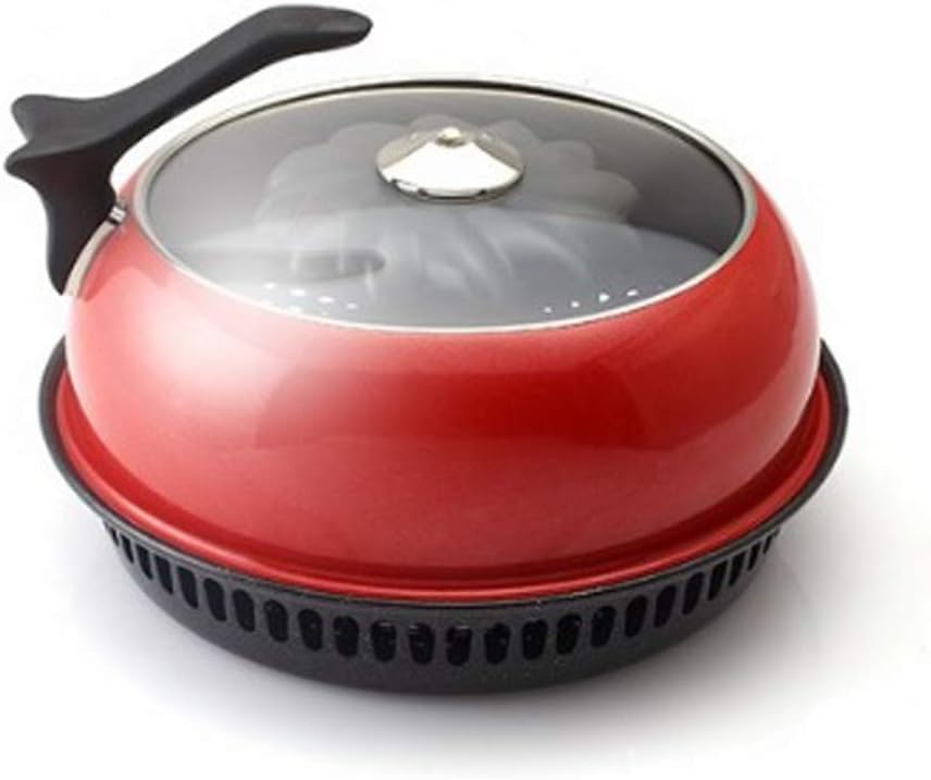 Joycook BBQ Smokeless Kitchen Wide Direct Fire Grill Oven Pan for Gas Range Flame Fired Meat Fish Chicken Korea Oven 13-inch, RED