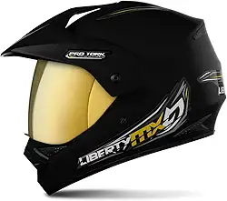CAPACETE FECHADO PRO TORK LIBERTY MX VISION PRO PRETO FOSCO TAM. 58 VIS. DOURADA