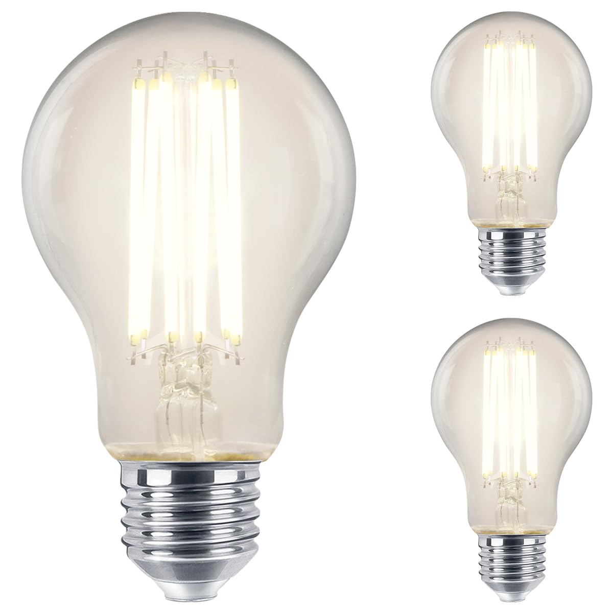 Long Life Lamp Company 3 LED Light Bulb 4000k E27 12w Filament Clear Glass A60