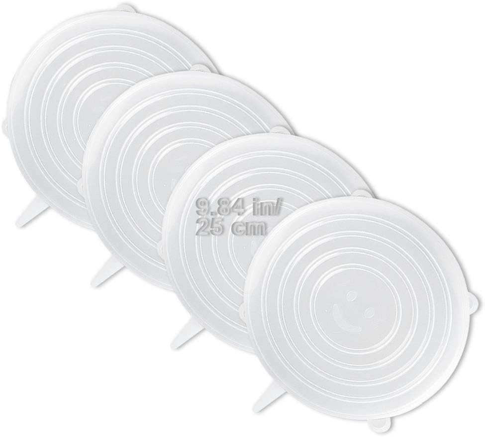 LELE LIFE4 Pack Same Size Silicone Stretch Lids, Thicker Reusable Sturdy Silicone Container Cover, Expandable Food Storage Covers, Dishwasher and Freezer Safe,25cm