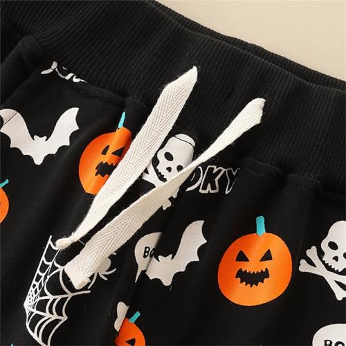 BILIKEYU Toddler Boys Halloween Outfits Pumpkins Graphic Elastic Waist Casual Jogger Sweatpants Holiday Clothes3
