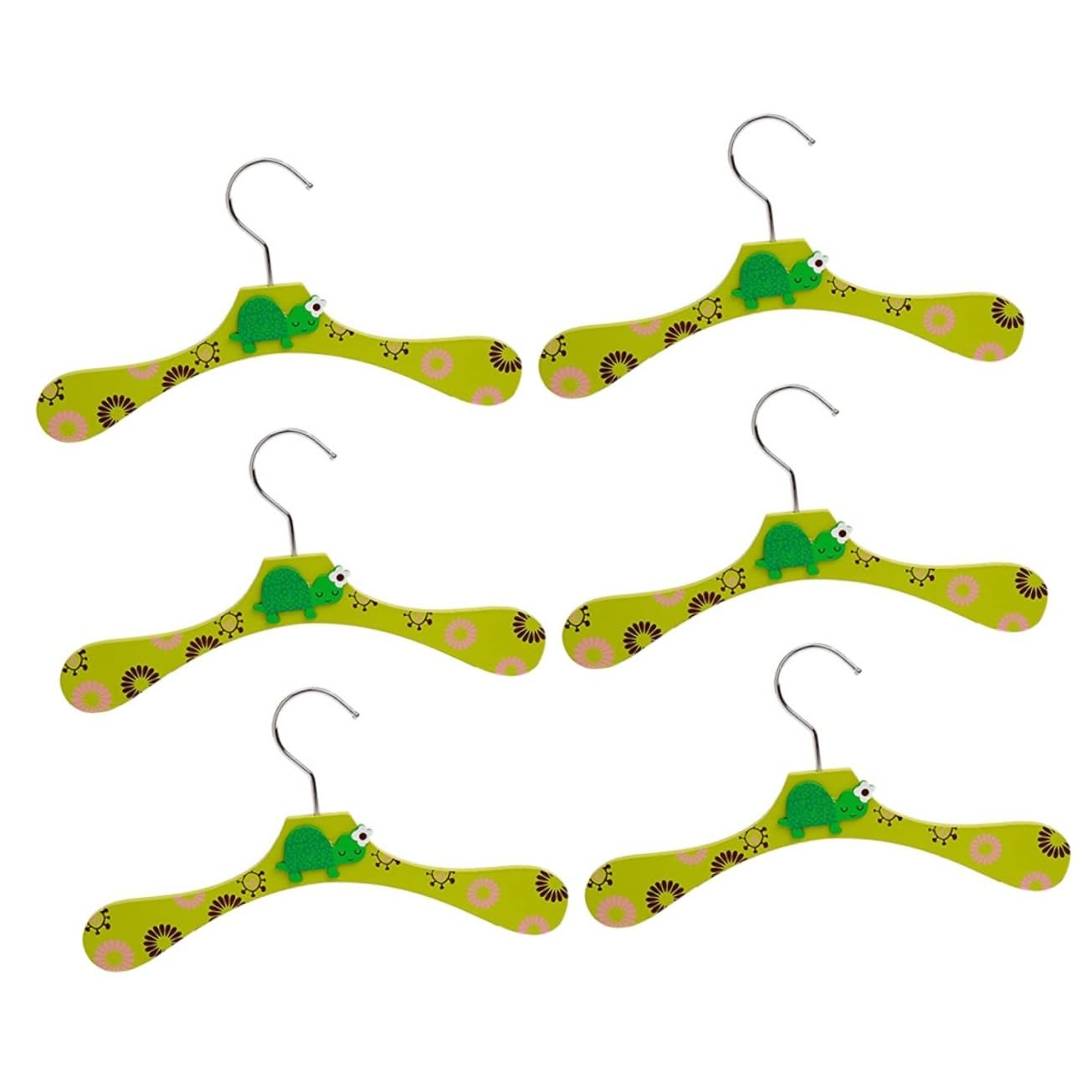 Ciieeo 6pcs Wooden Children's Clothes Rack Fun Cartoon Hangers Home Shop Laundry School Use Random