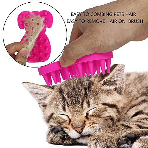 Groom-BrushMassag-Brush-for-Dogs-Cats-Small-Animals-and-Pets-with-Short-Hair-Grooming-Bathing-Massaging-and-Deshedding-Silicone-BrushSoft-Rubber-Bristles-Pink