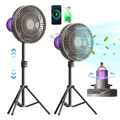 ZHORANGE Camping Fan with LED Lantern 10000mAh Portable Tripod Stand Fan