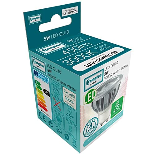 Crompton - Faretto LED GU10, 5 W, bianco caldo