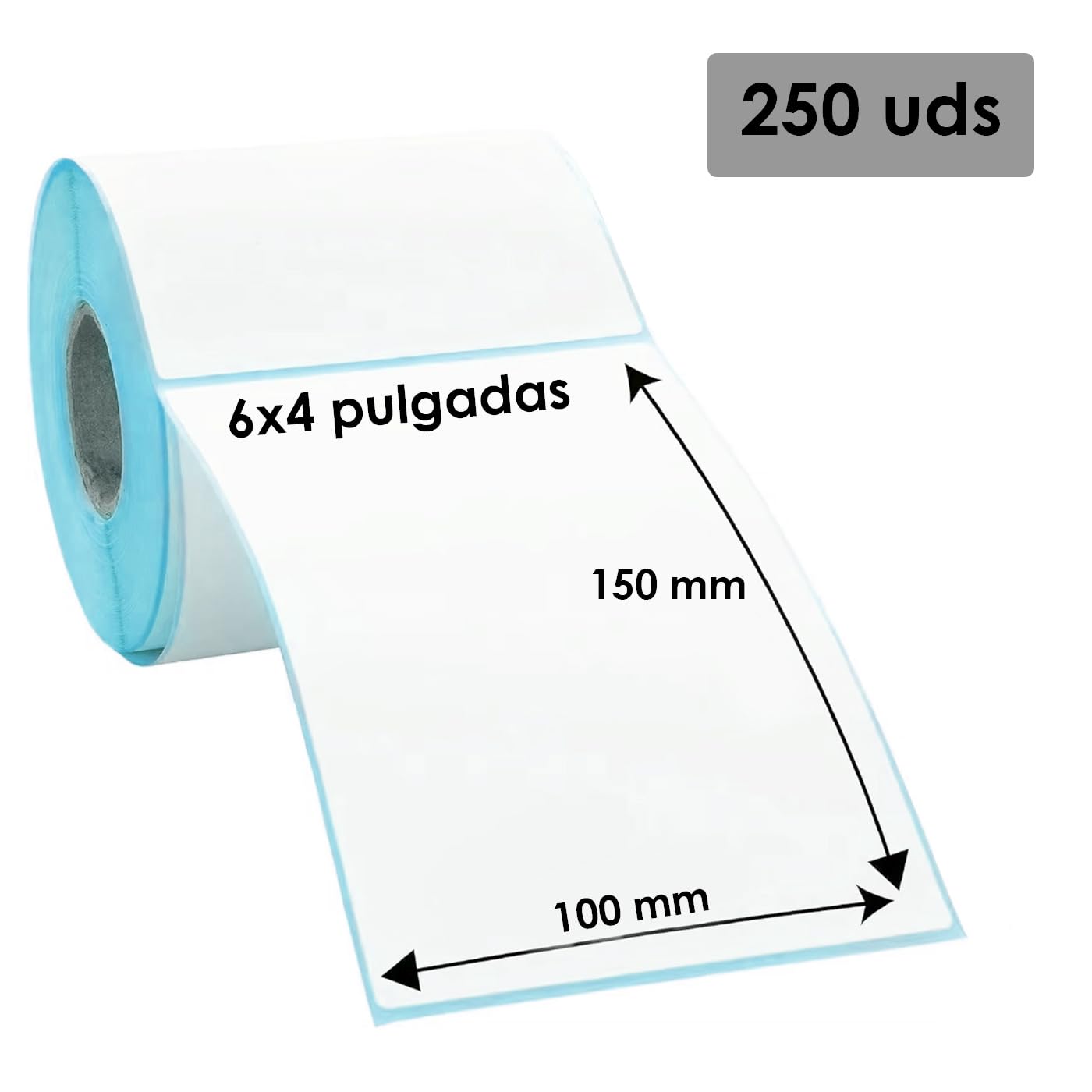 MERCURY- 4 Rollos 1000 Etiquetas termicas Directas Blancas de 100x150mm (4" x 6"), Fuerte Adhesion, Etiquetas Adhesivas Universal para Envios .(4 Rollos 1000 Etiquetas)