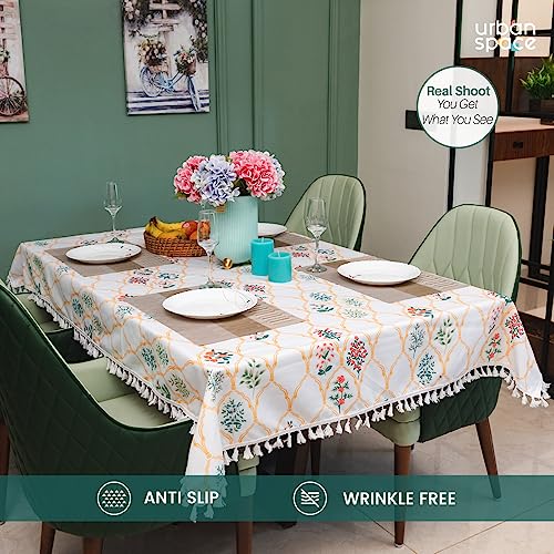 Image of Urban Space Sicilia Table Linen Collection - Premium Water & Stain Resistant Dining Table Cover for 6 Seater, Anti Skid Table Cloth for Center Table, 1 Piece (Floral Symphony, 52 inchx 92 inch)