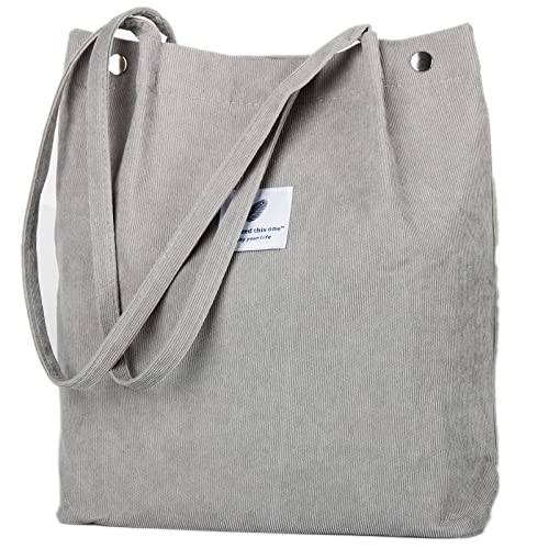 Image of Corduroy Tote Bag Cute Tote Bags for Women Shoulder Bag with Inner Pocket for Work Beach Travel and Shopping Grocery