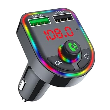 Eastern Eagle Bluetooth 5.0 FM Transmitter for Car, 3.0 Wireless Bluetooth FM Radio Adapter Music Player FM Transmitter/Car Kit with Hands-Free Calling and 2 USB Ports Charger Support USB Drive