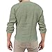 Men's Cotton Linen Henley Shirts Lightweight Long Sleeve Tunic Shirt Beach Casual Yoga T Shirts V Neck Plain Tops (Light Green,3X-Large)