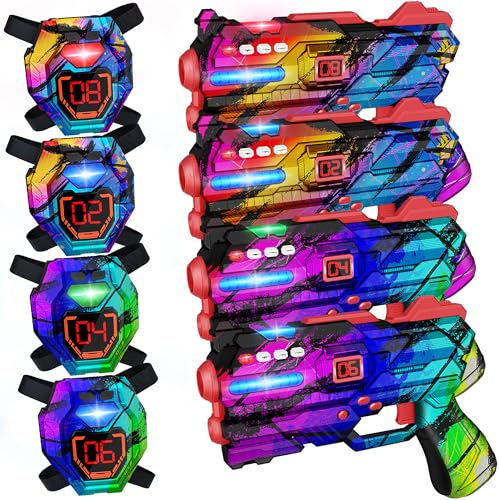 Laser Tag Guns Set of 4 Laser Tag Guns with Digital LED Score Display Vests,Gifts for Teens and Adults Boys & Girls,Adults and Family Fun,Gift for Kids Ages 8 9 10 11 12+Year Old Boy