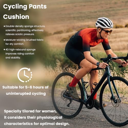 AUAYO Culotte Ciclismo Mujer, Pro Babero Acolchado Pantalones Cortos de Ciclista para Mujer, Ligero Elástico Culote Corto, Culote Corto Bicicleta Mujer, L - imagen 5