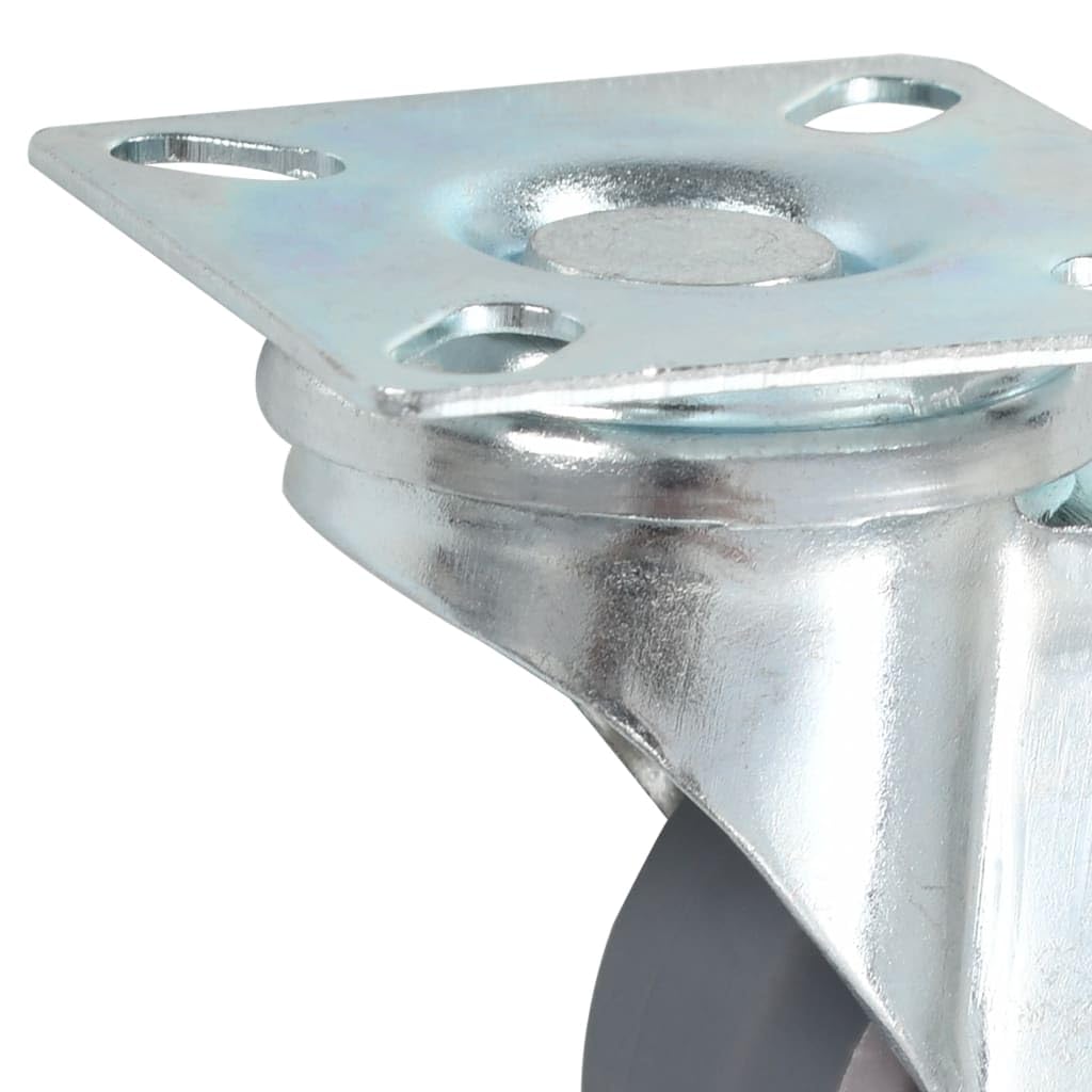 24 ruedas giratorias de goma TPR de 50 mm con marco de hierro revestido de zinc para taller, almacén, industria, carro de transporte, plataforma, carga pesada y transporte de materiales
